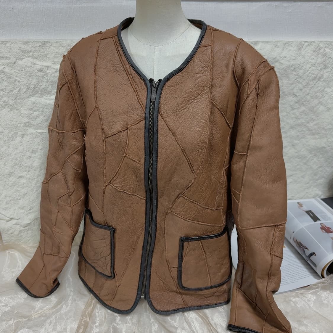 빈티지 unisex 양가죽 양털 메리노 패치워크 무스탕 상품이미지1