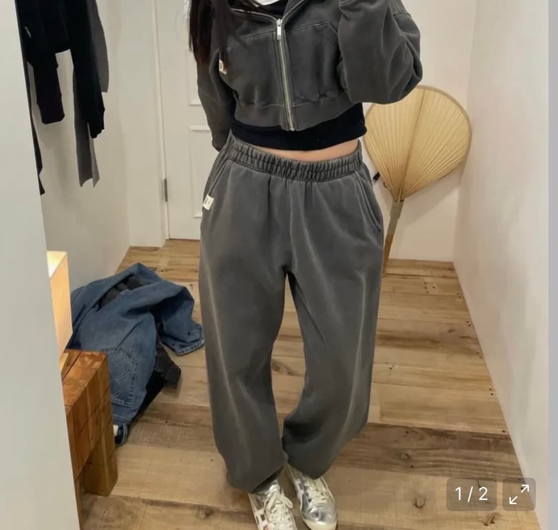 글로니 G클래식 워시드 스웨트팬츠 차콜 스웻홈웨어트레이닝복바지셋업조거챠맨 상품이미지2