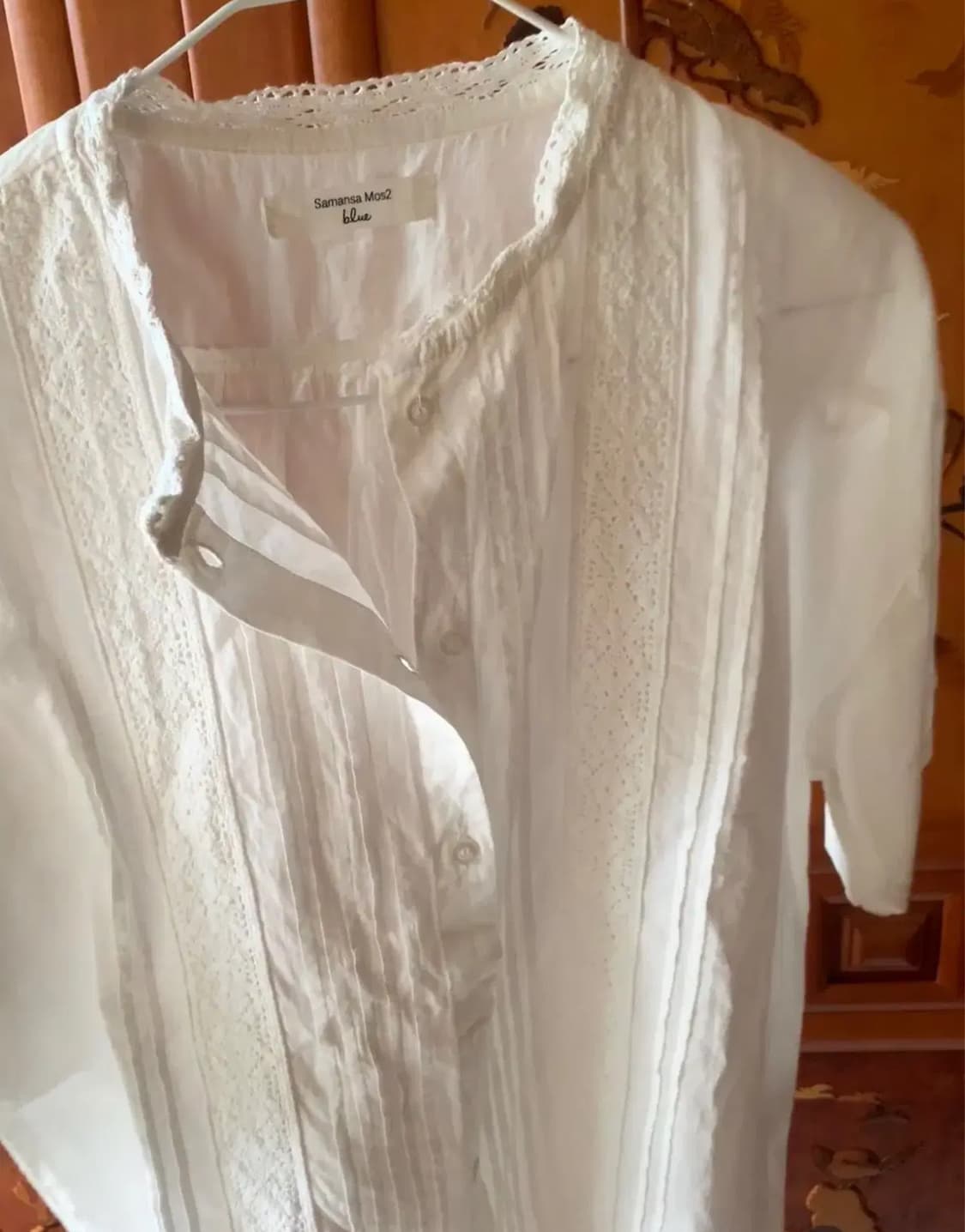 사만사모스 블라우스 레이스 반팔 크로셰 빈티지 상품이미지2