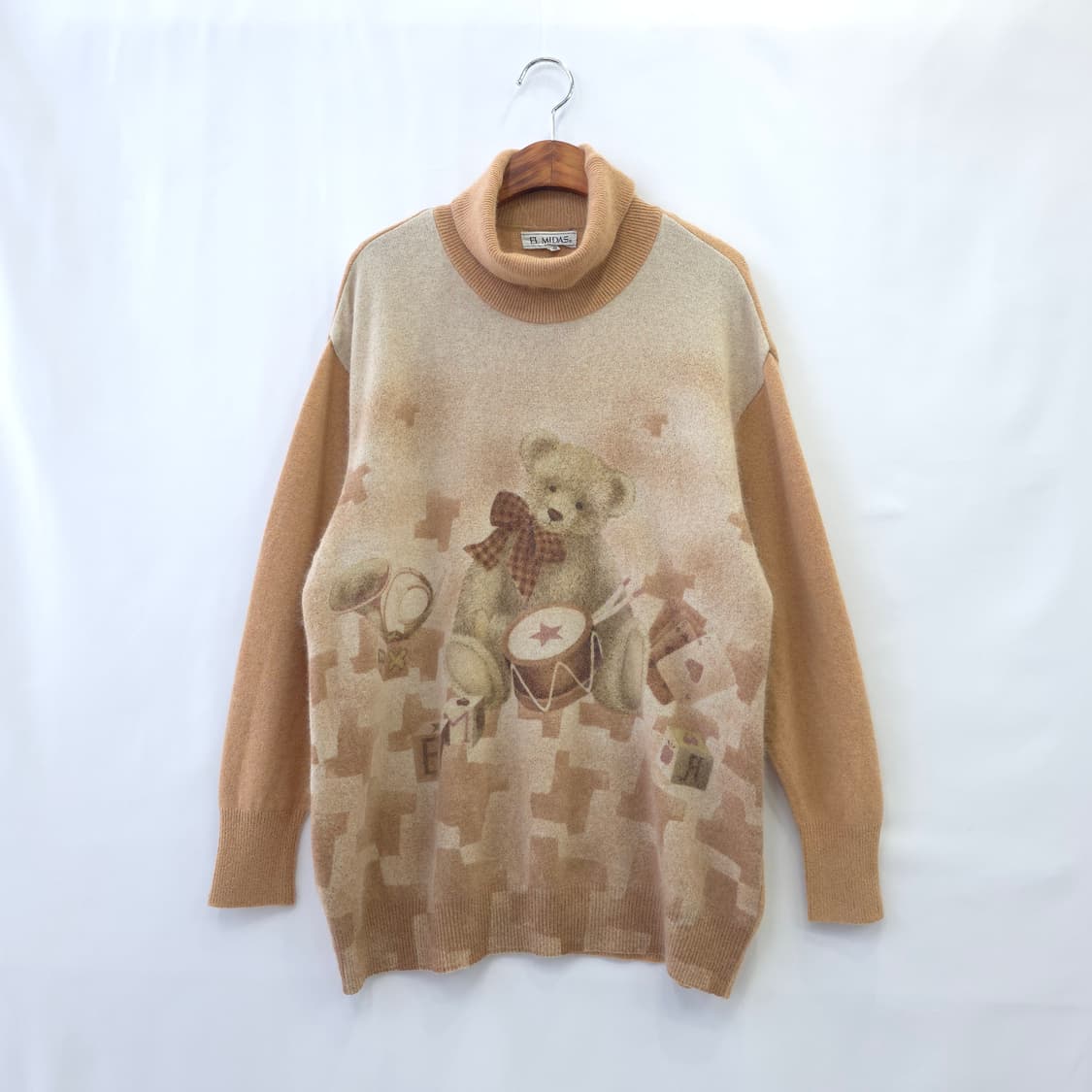 EL MIDAS 울 빈티지 곰돌이 터틀넥 오버핏 니트 상품이미지1