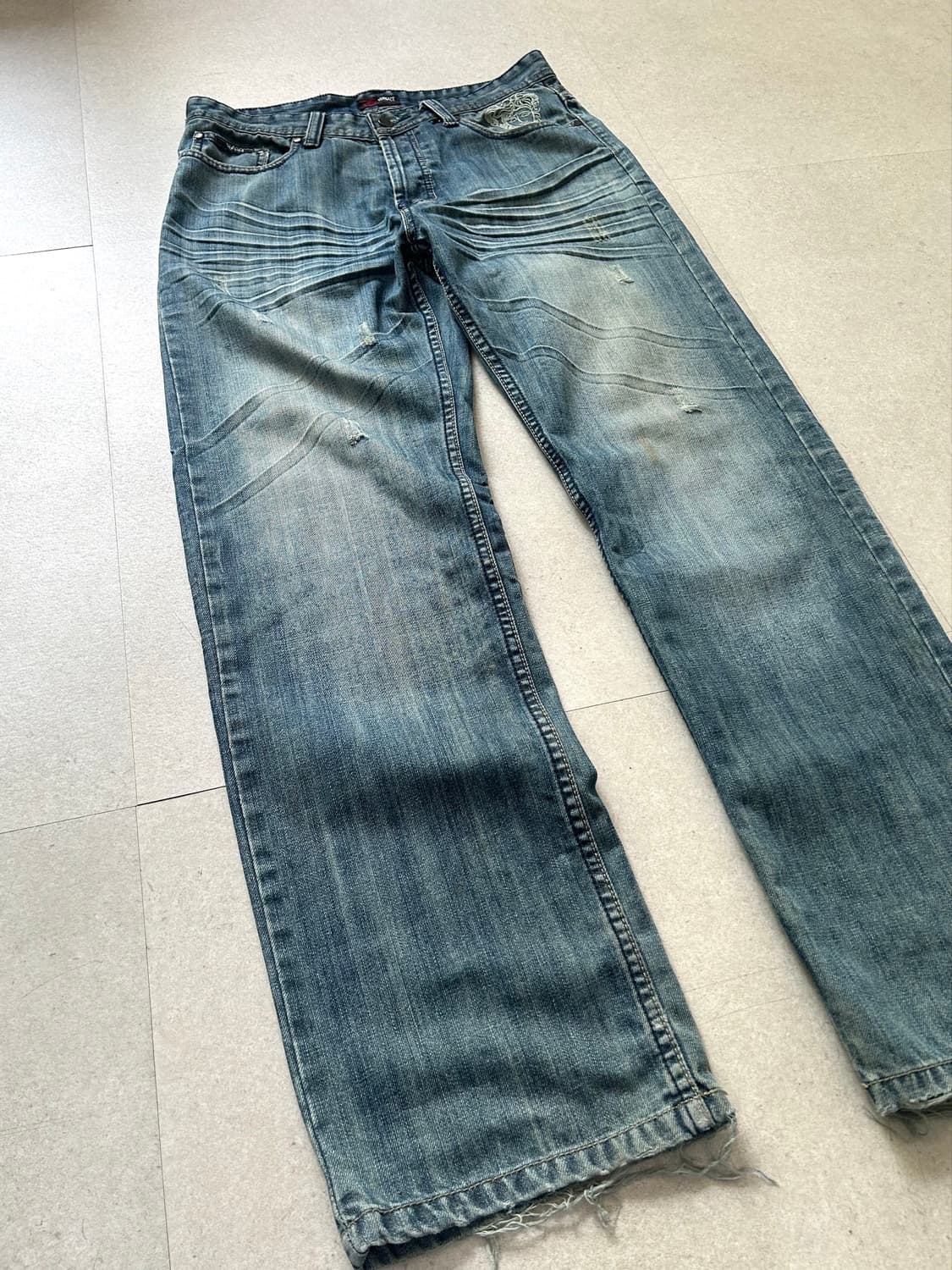 베르사체 2000s 블루 워싱 웨이브진 상품이미지4