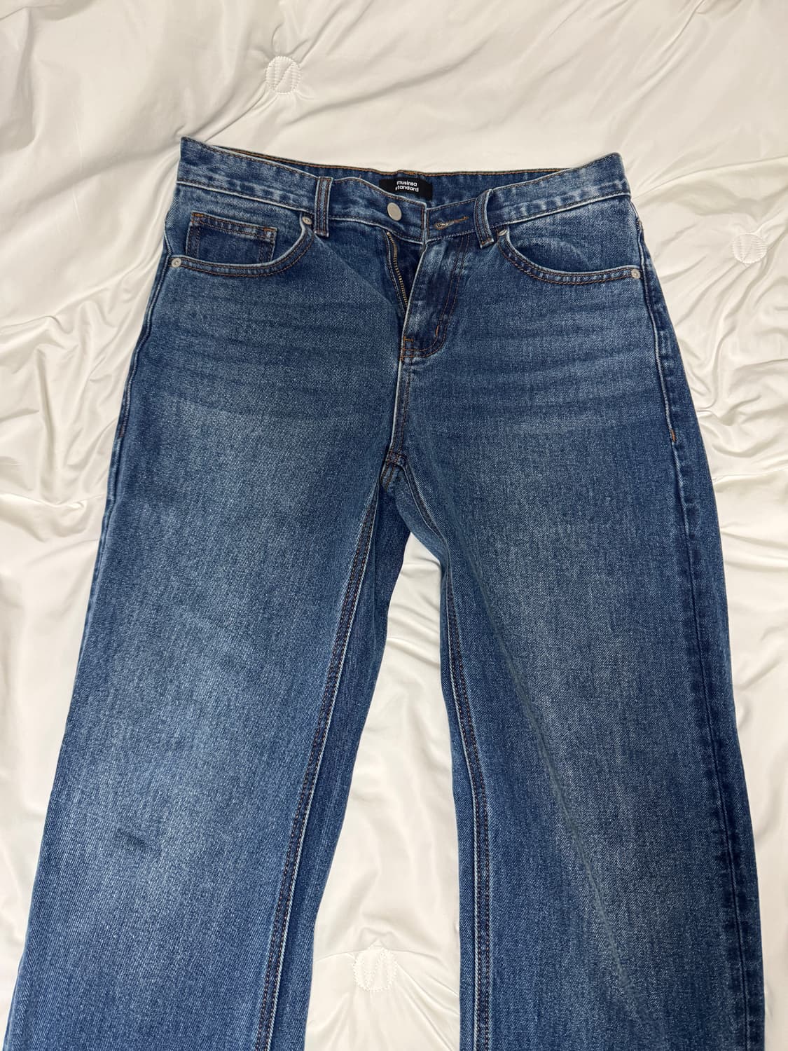 커먼 브러쉬 스트레이트 데님 팬츠 [미디엄 인디고] 상품이미지3