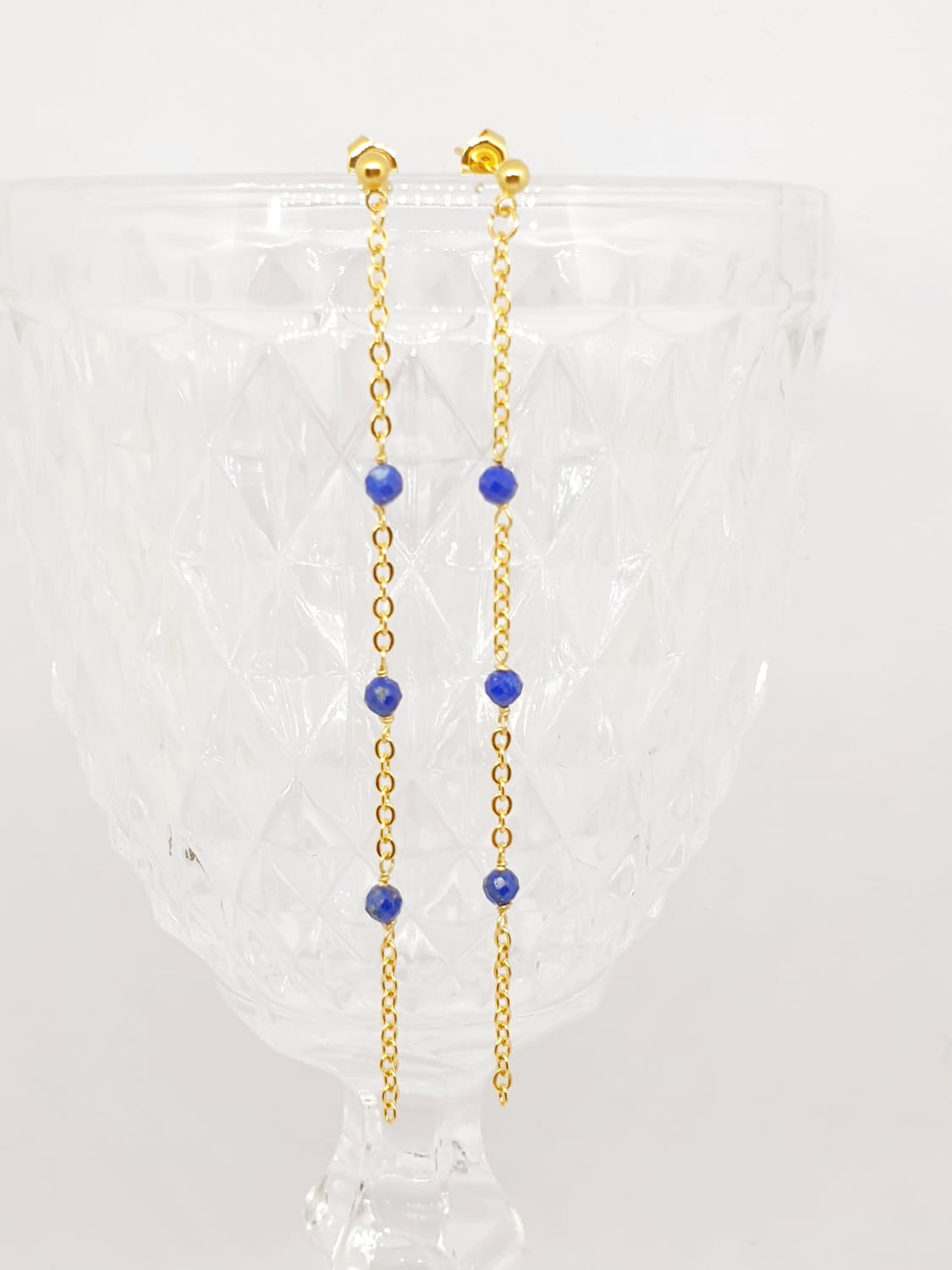 마린블루 라피스 체인 귀걸이 상품이미지1