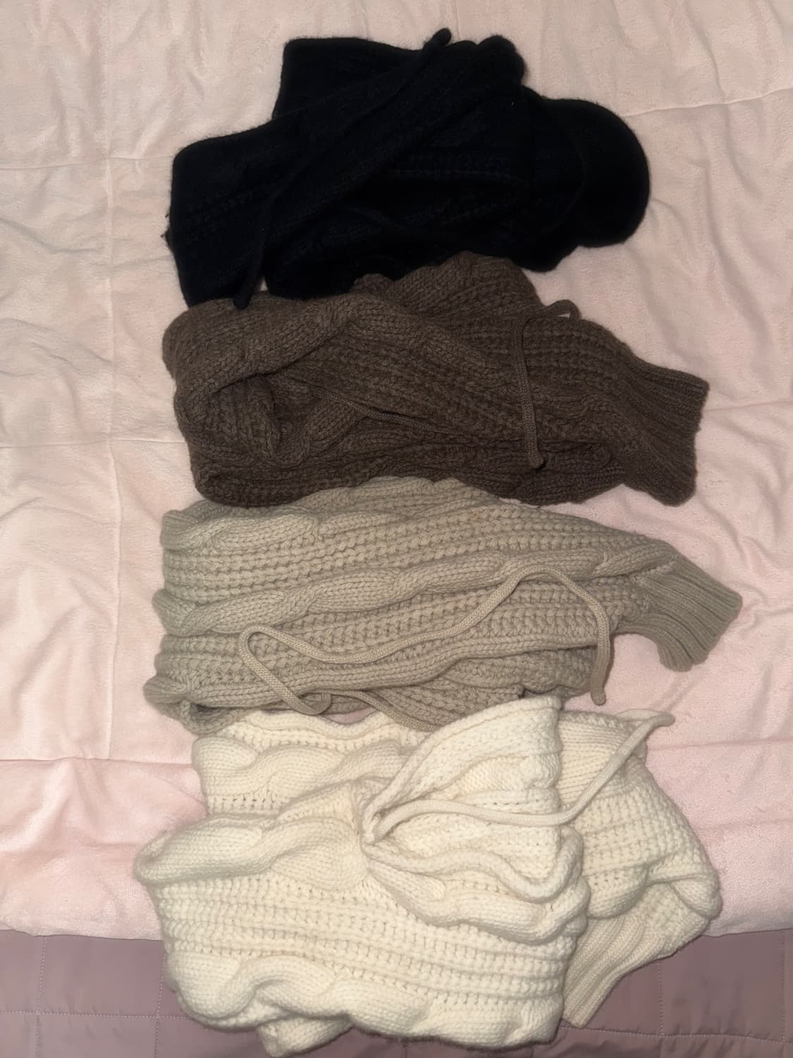 쓰리타임즈 케이블볼레로 22FW 화이트베이지코코아블랙 엔젤넘버555 상품이미지4