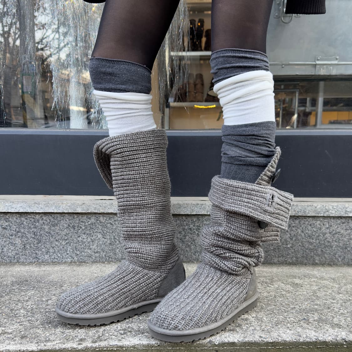 2000s Y2K 니트 카디 어그 부츠 상품이미지1