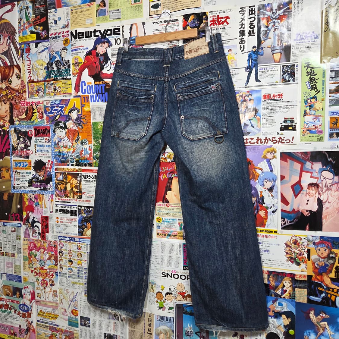 빈티지 포켓 리벳 워싱 와이드 데님 팬츠 상품이미지2