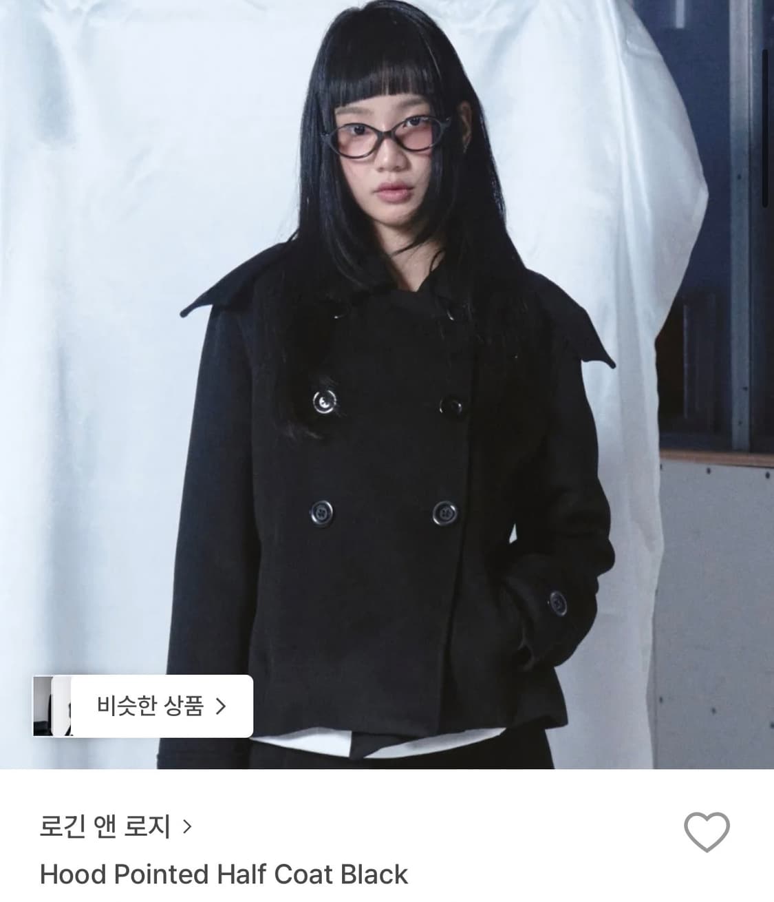 후드 숏코트 블랙- Hood Pointed Half Coat Black  상품이미지1