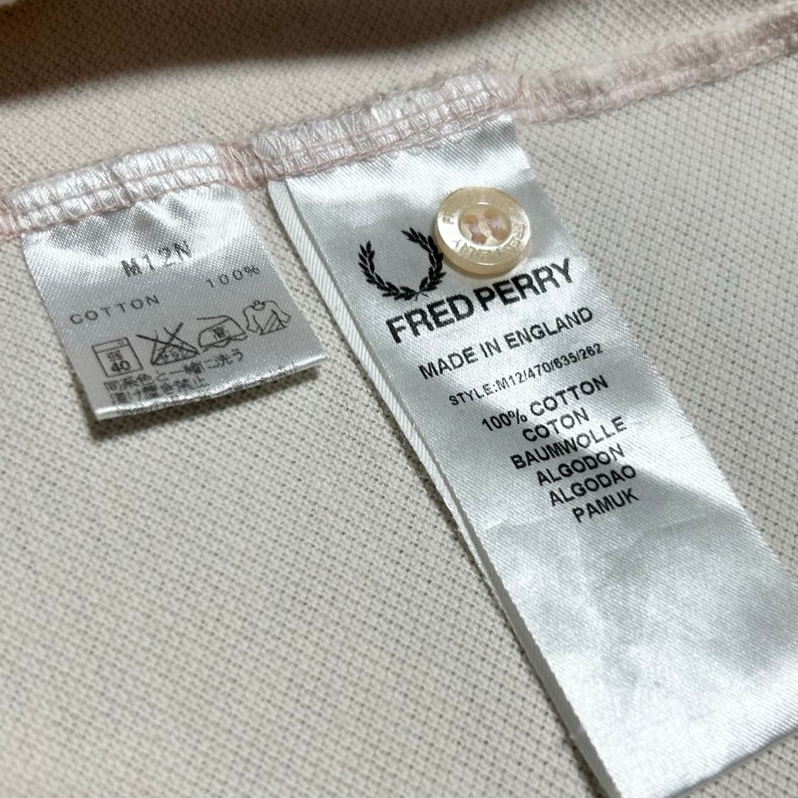 [S] Fredperry 프레드페리 살구색 트윈팁 반팔 카라티 상품이미지6