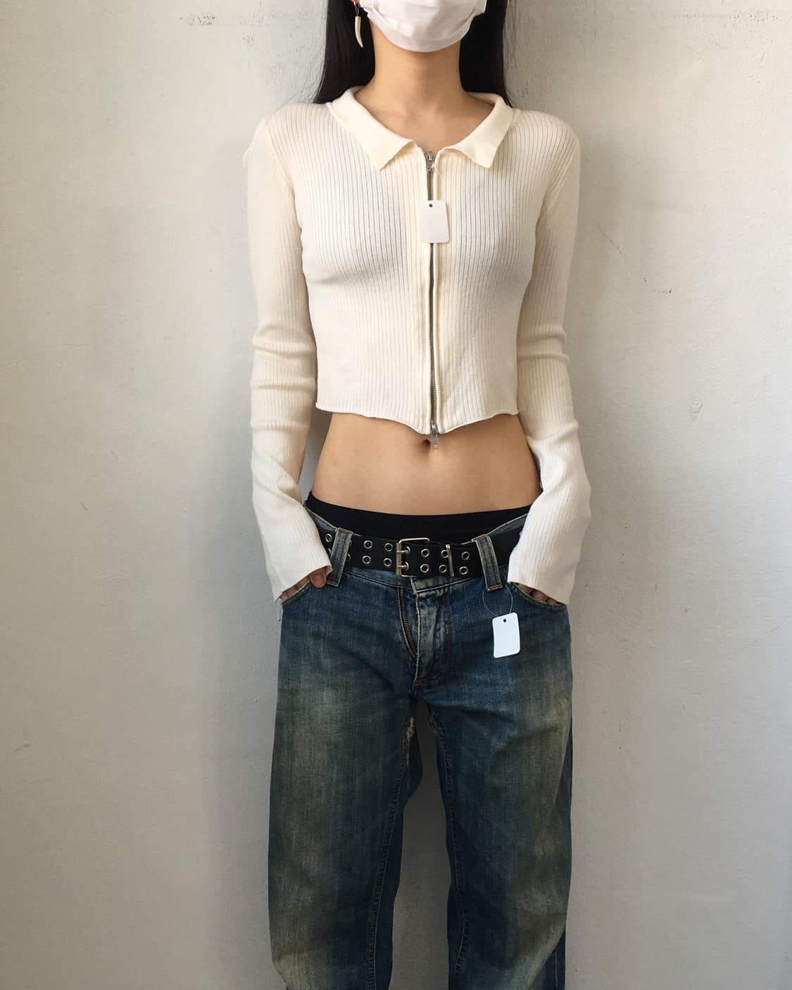 Ribbed knit zip up 상품이미지1