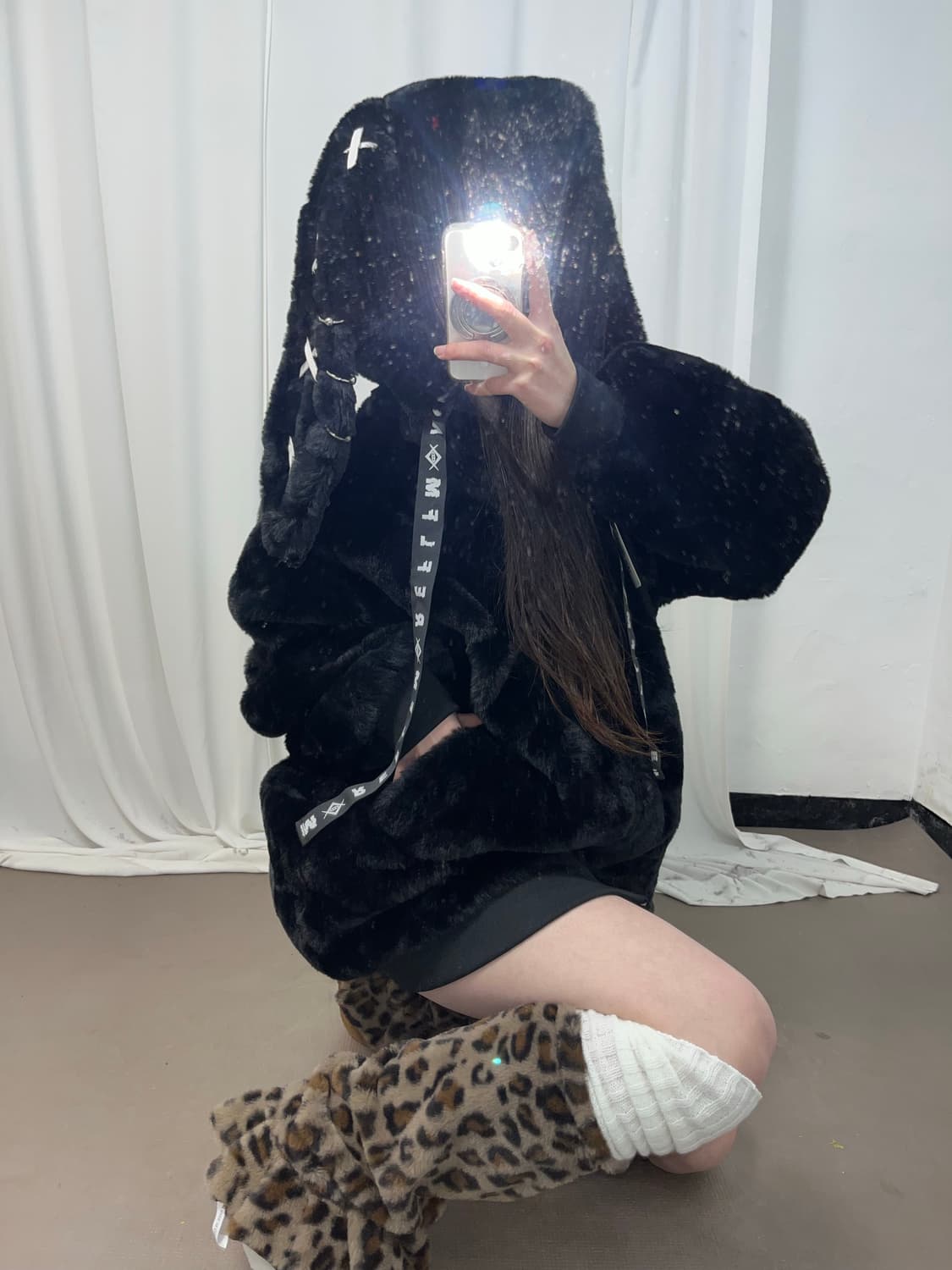 펑크 토끼귀 포인트 후리스 후드집업 상품이미지3