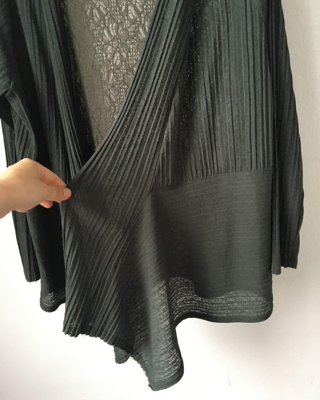 Lace layered open drape cardigan 상품이미지3