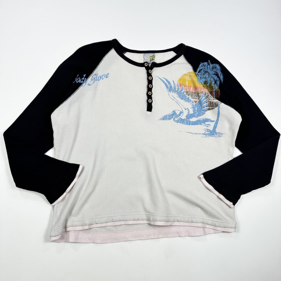 VTG 빈티지 그래픽 여성 와플 헨리넥 슬리브 여성L 상품이미지1