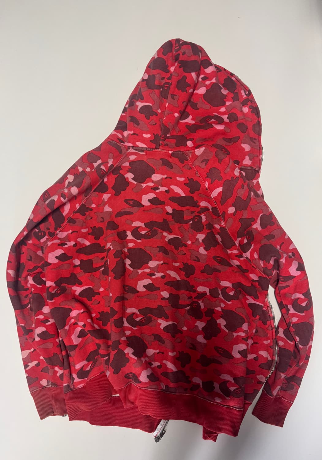 희귀!! 베이프 Bape 올드스쿨 레드 카모 후드집업 XL 지퍼고장 상품이미지2