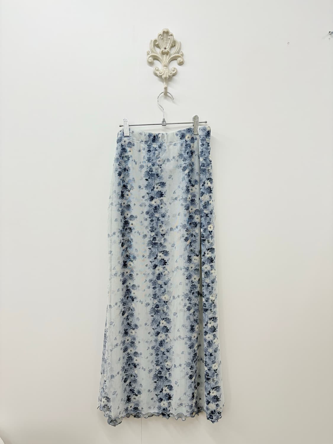  Blue flower pattern long skirt 상품이미지2