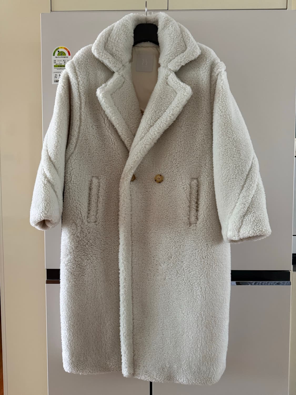 셀렉티즘 테디베어 롱코트 아이보리 66~77 상품이미지2