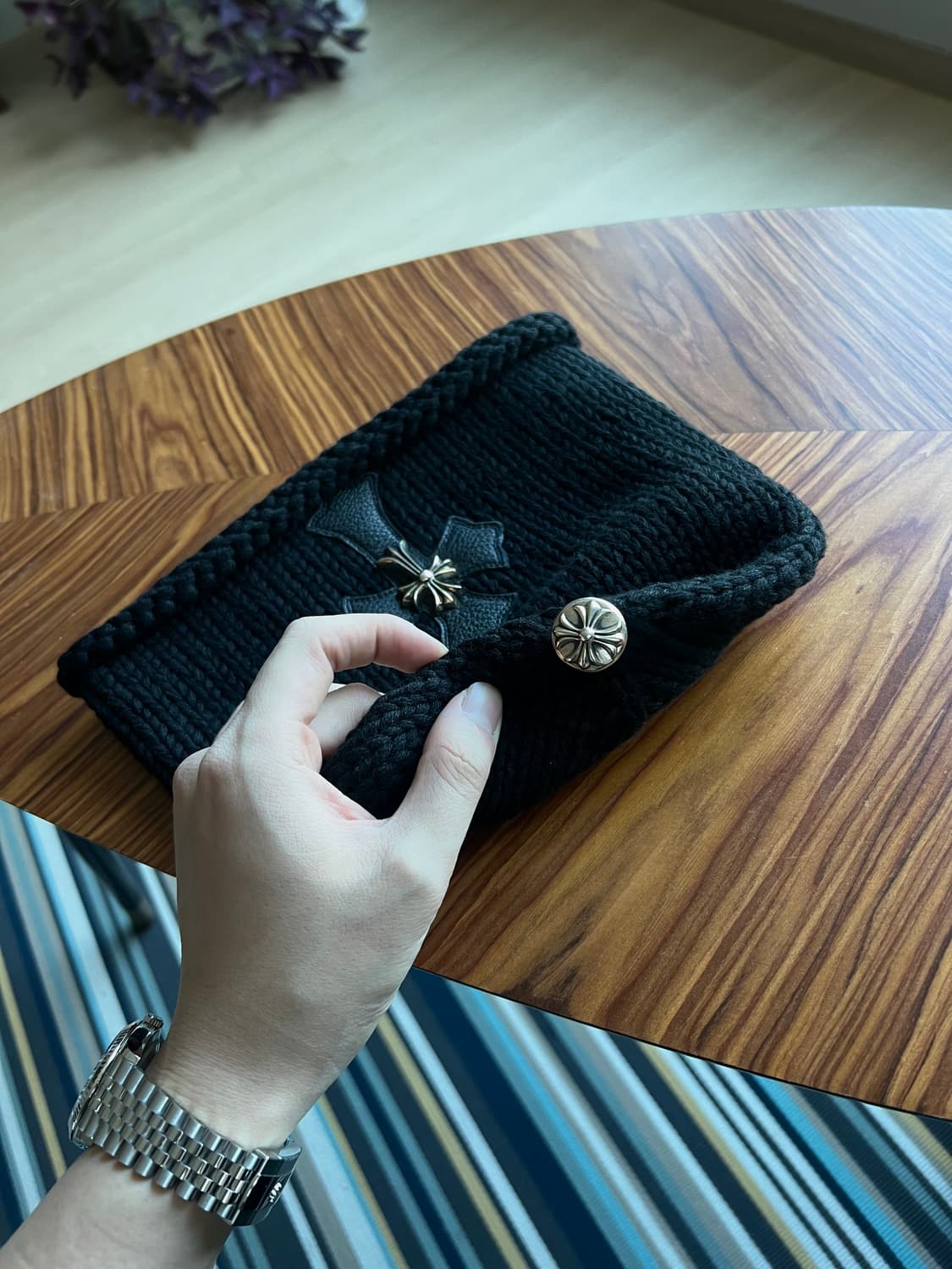 크롬하츠 실버 참 크로스 캐시미어 비니 상품이미지2