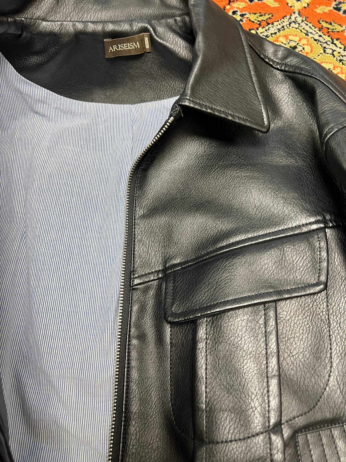 [M] Ariseism 가죽 트러커 레더 자켓 상품이미지8
