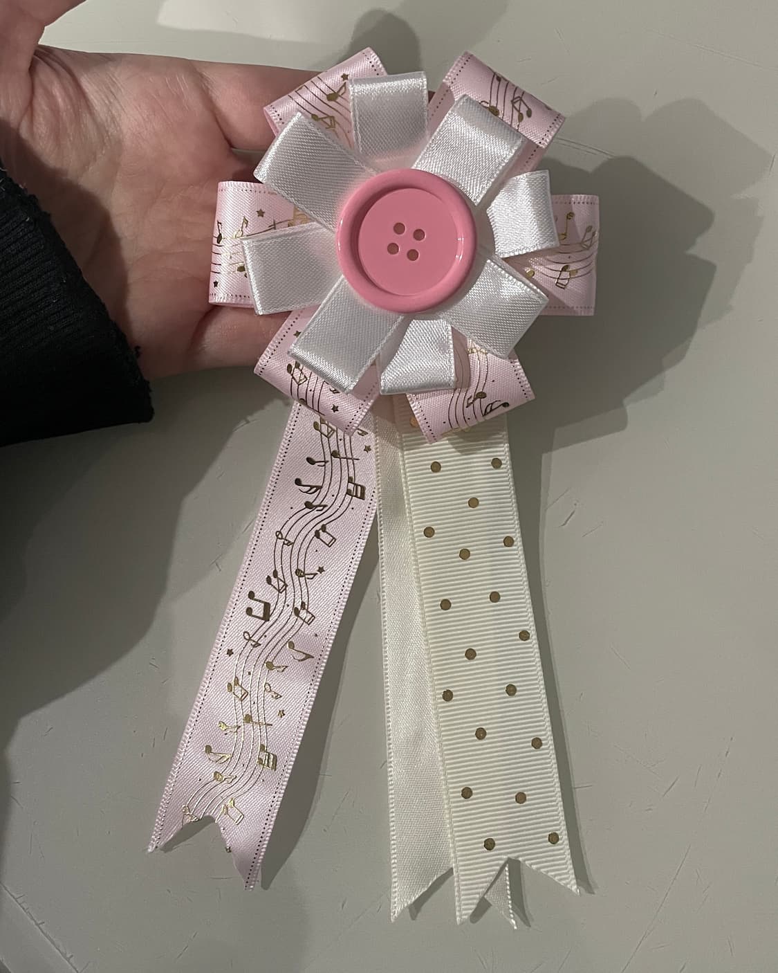 ♪rosette badge 핑크 음표 리본 로제트 뱃지 브로치 페어리 상품이미지2