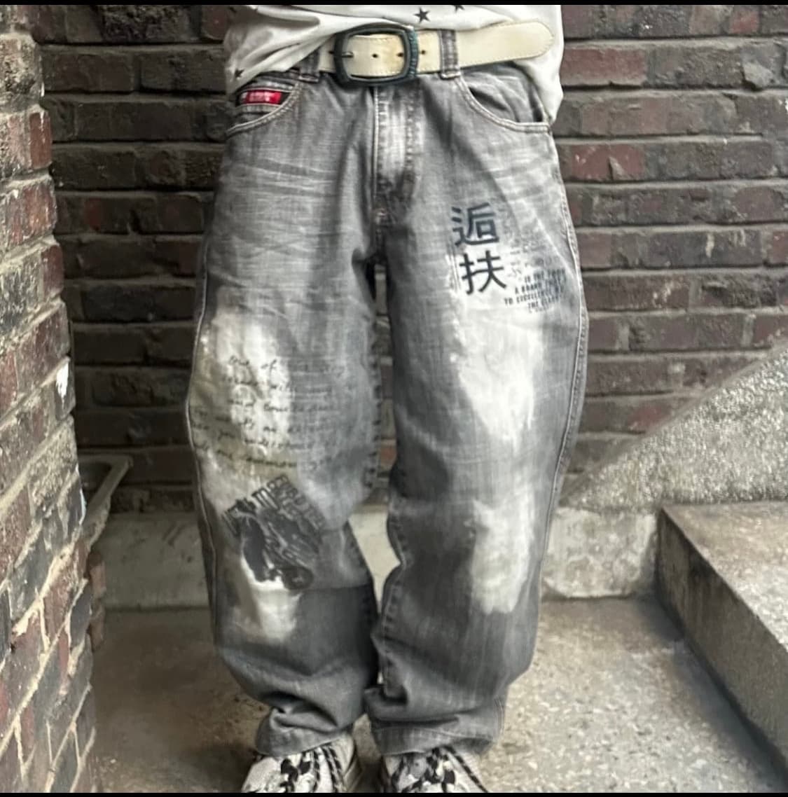 빈티지 워싱 그레이 와이드 데님 상품이미지1