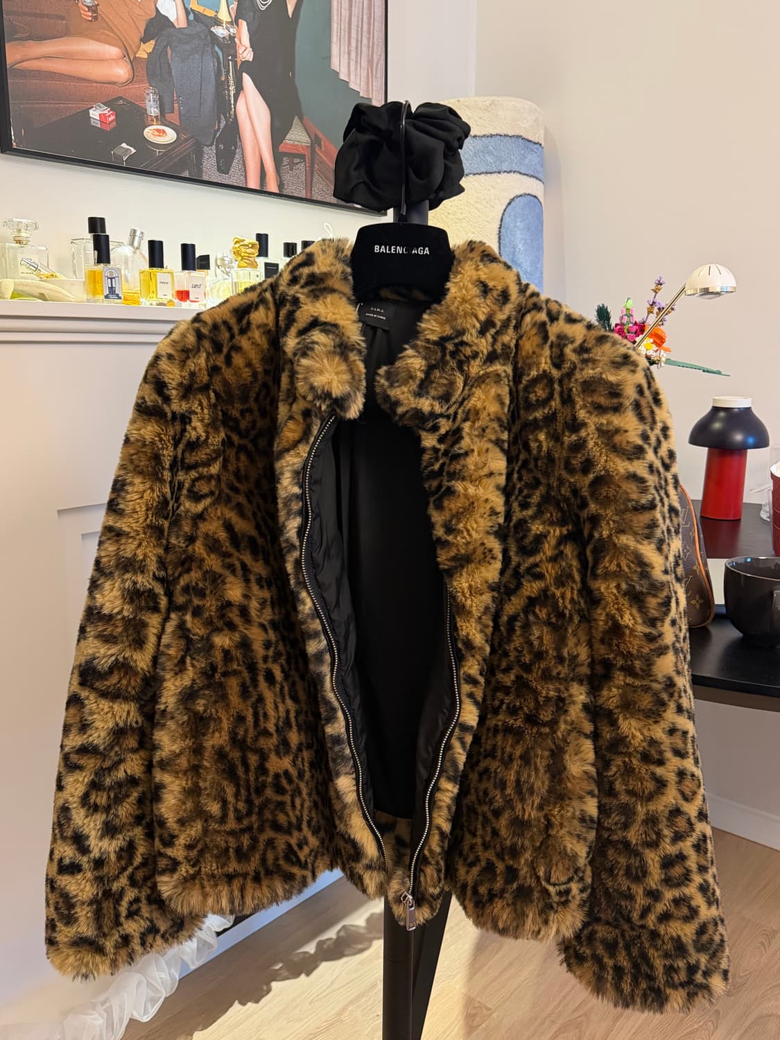 Zara 퍼 숏 크롭 자켓/ 애니멀 프린트 퍼 상품이미지5