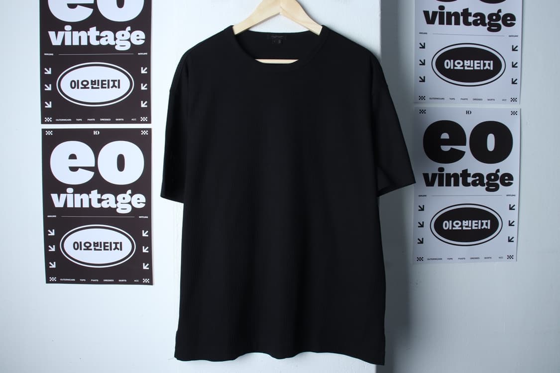 (L-XL) 질스튜어트 반팔 티셔츠 무지 골지 블랙 놈코어-H32585 상품이미지2