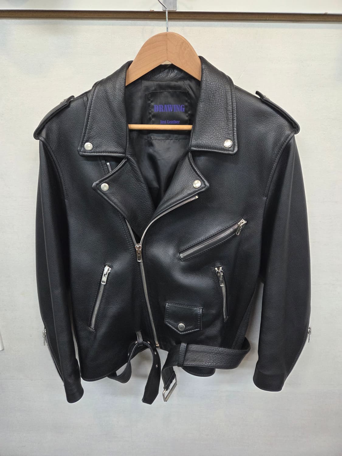 Drawing 라이더 소가죽 자켓 남성 s 실측확인  상품이미지1