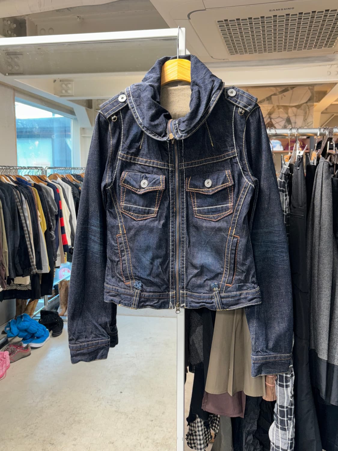 Chelseagarb 하이넥 집업 데님자켓 상품이미지3