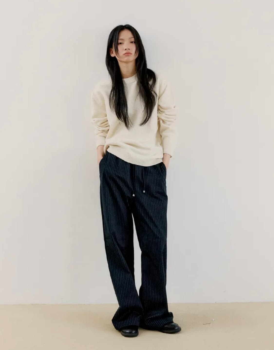 오피쉬 스트라이프 밴딩 팬츠 블랙 상품이미지2