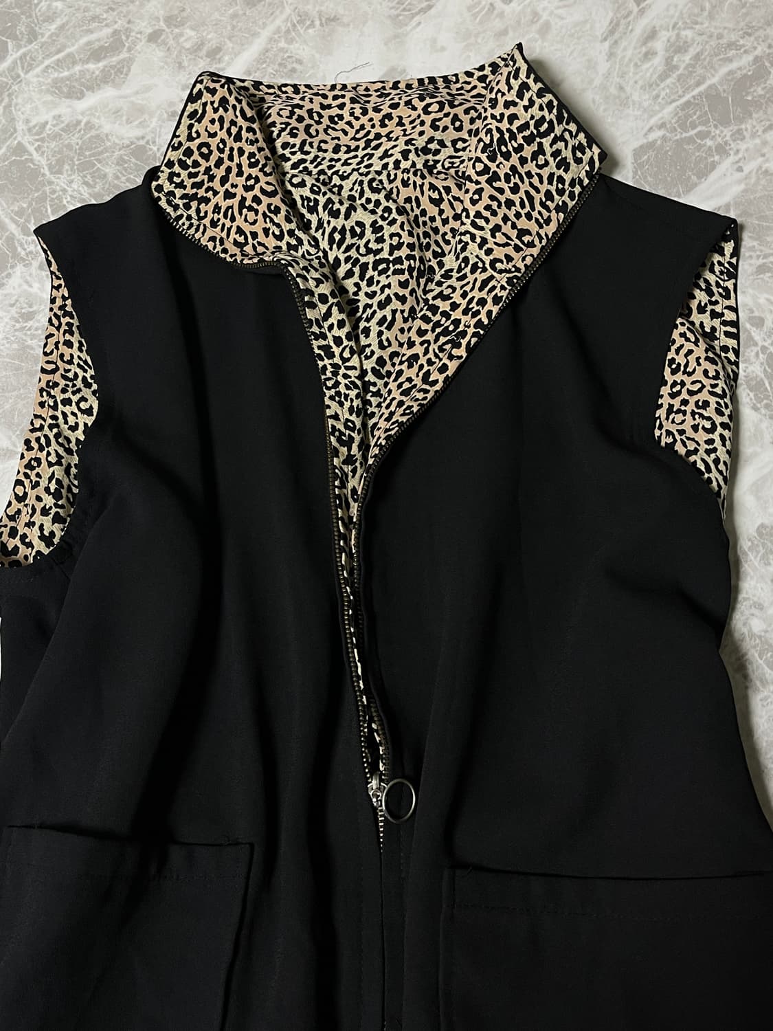 (Unknown)leopard zip up sleeveless top 상품이미지2