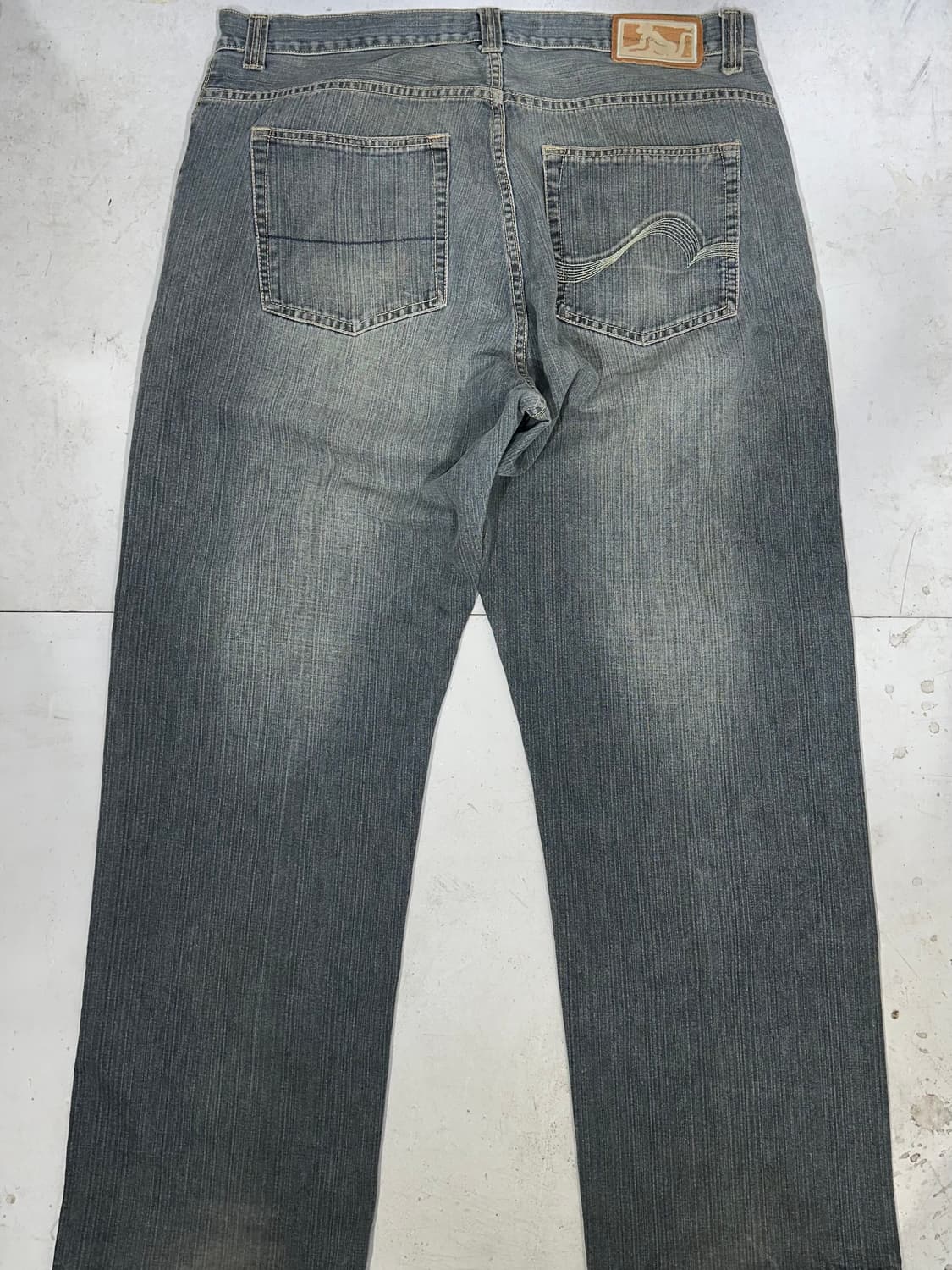 드렁큰 몽키 빈티지 힙합 와이드 그레이 데님 새깅 청바지 상품이미지5