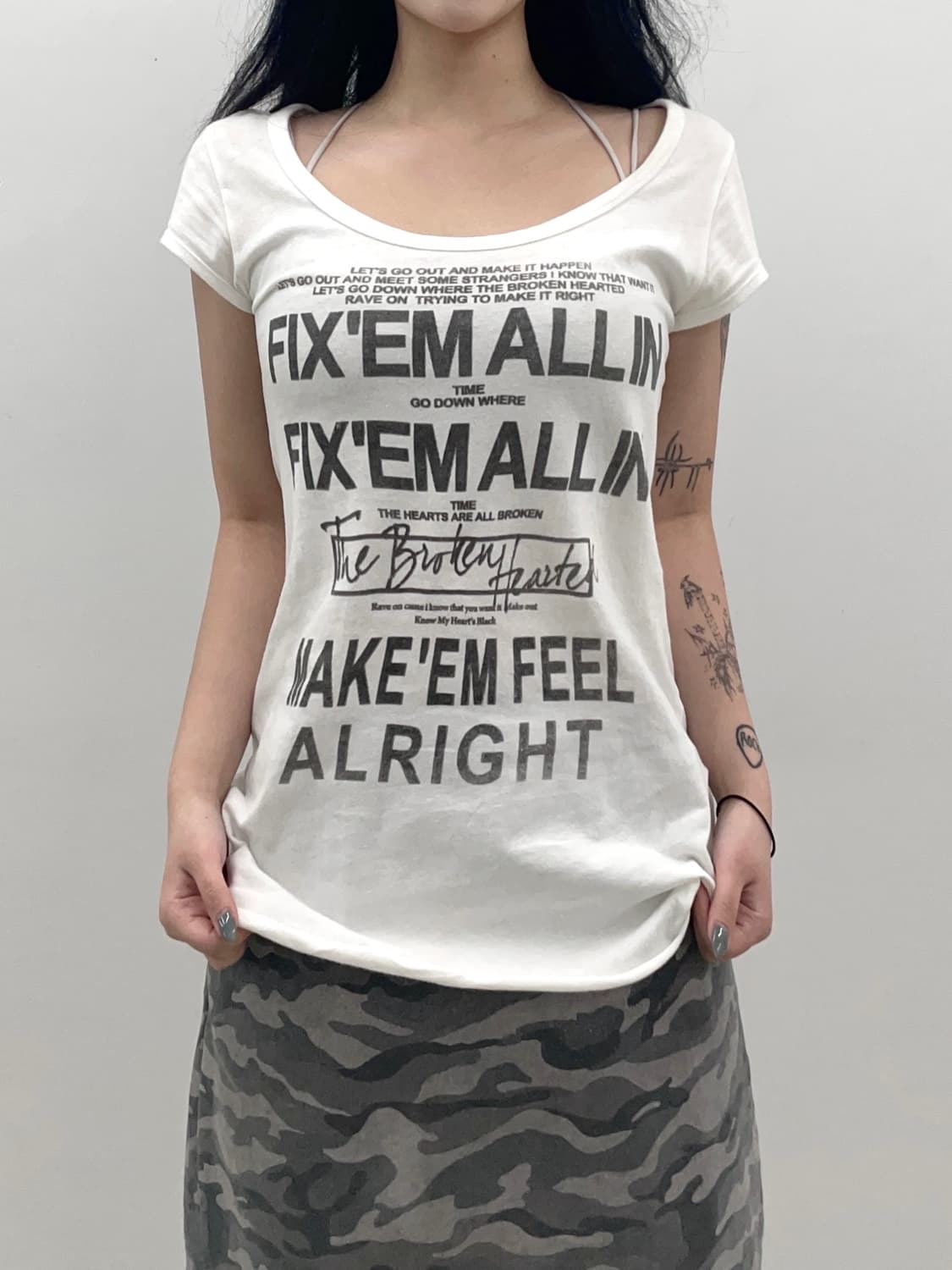 y2k Lettering Detail t-shirt 상품이미지2