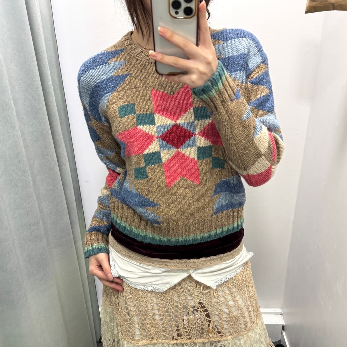 폴로 브라운 패턴 니트 상품이미지1