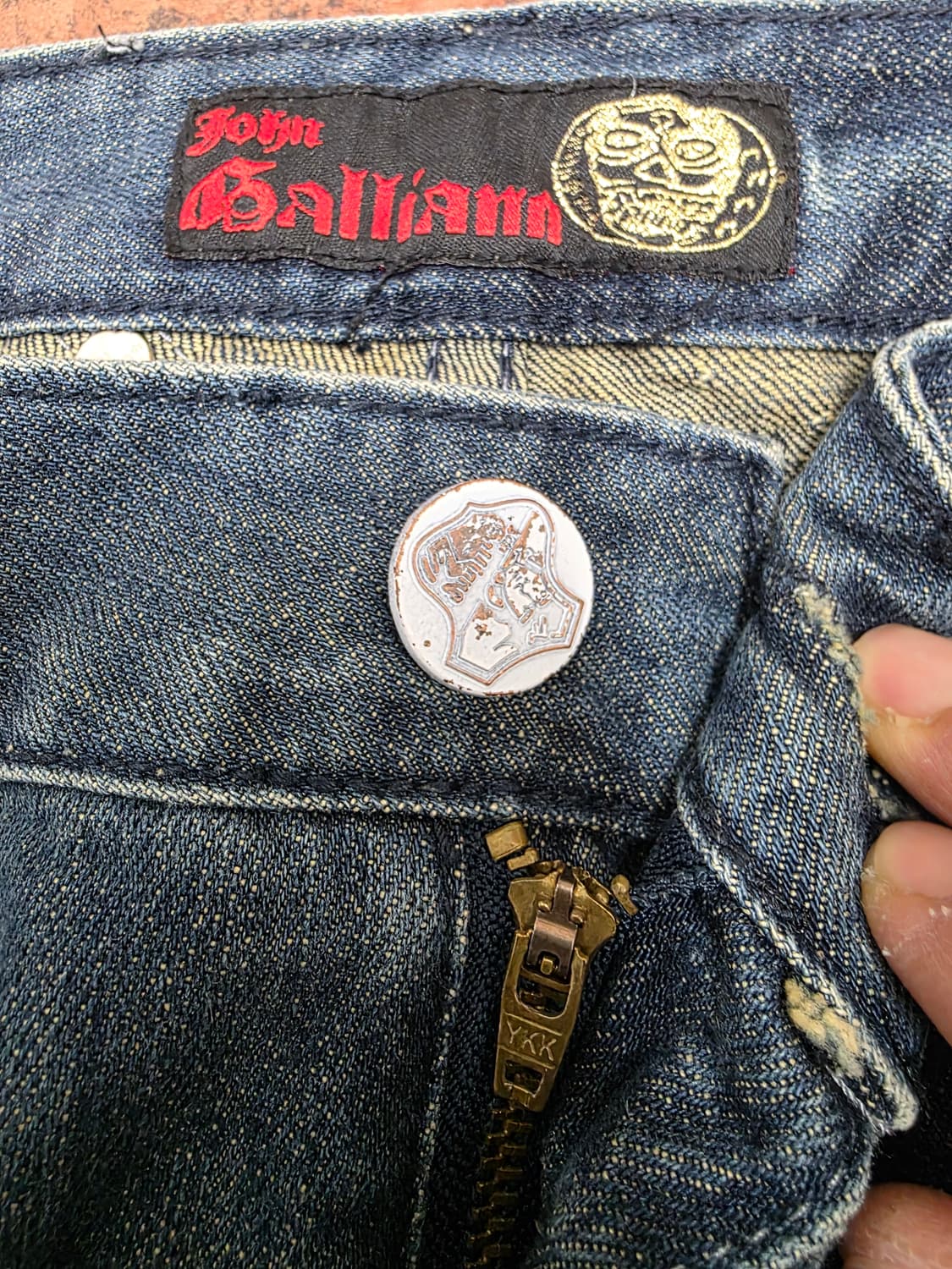 존 갈리아노 헤리티지 가죽 패치 워싱 데님 팬츠 32 상품이미지7