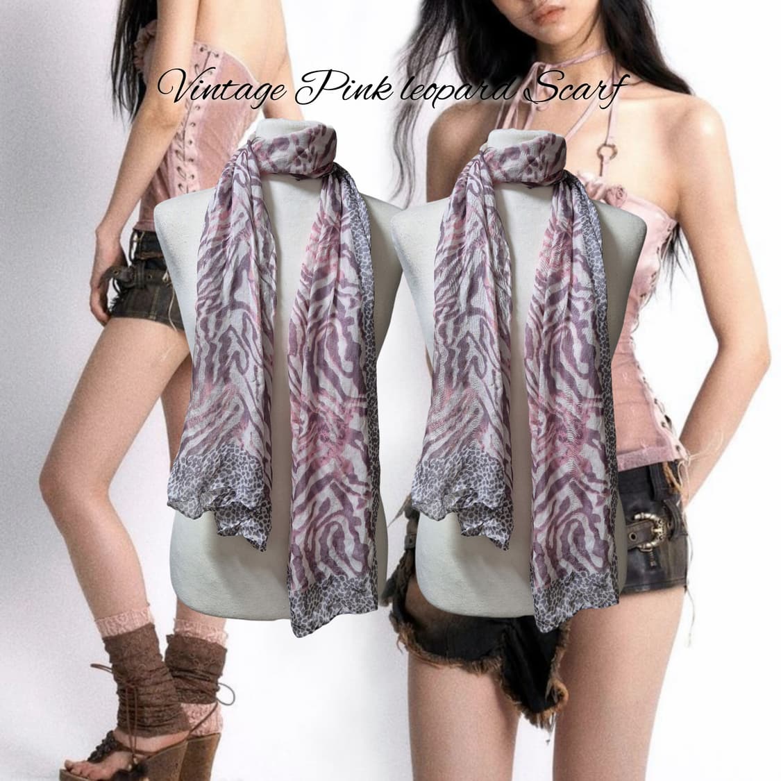 Vintage Pink leopard Scarf 상품이미지1