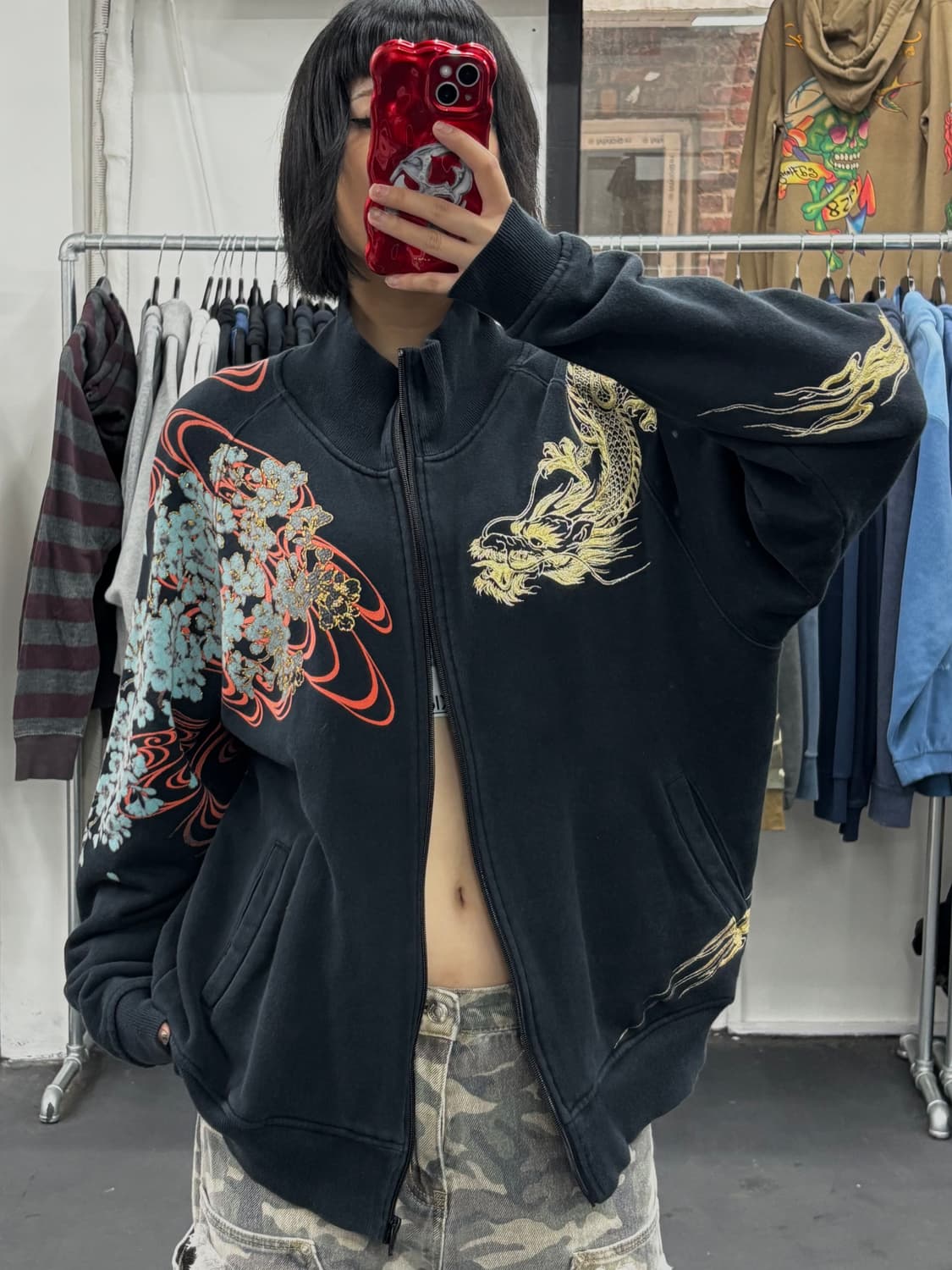 카라쿠리 타마시 오리엔탈 드래곤 투웨이 집업 상품이미지1