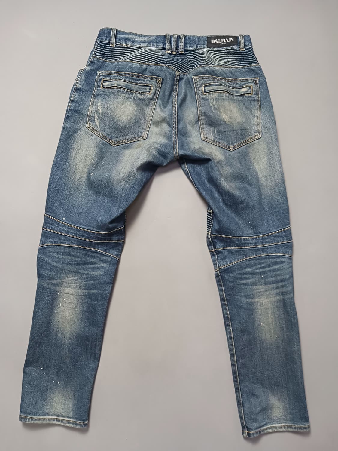 [34] 발망 화이트페인팅 바이커진 청바지 상품이미지7