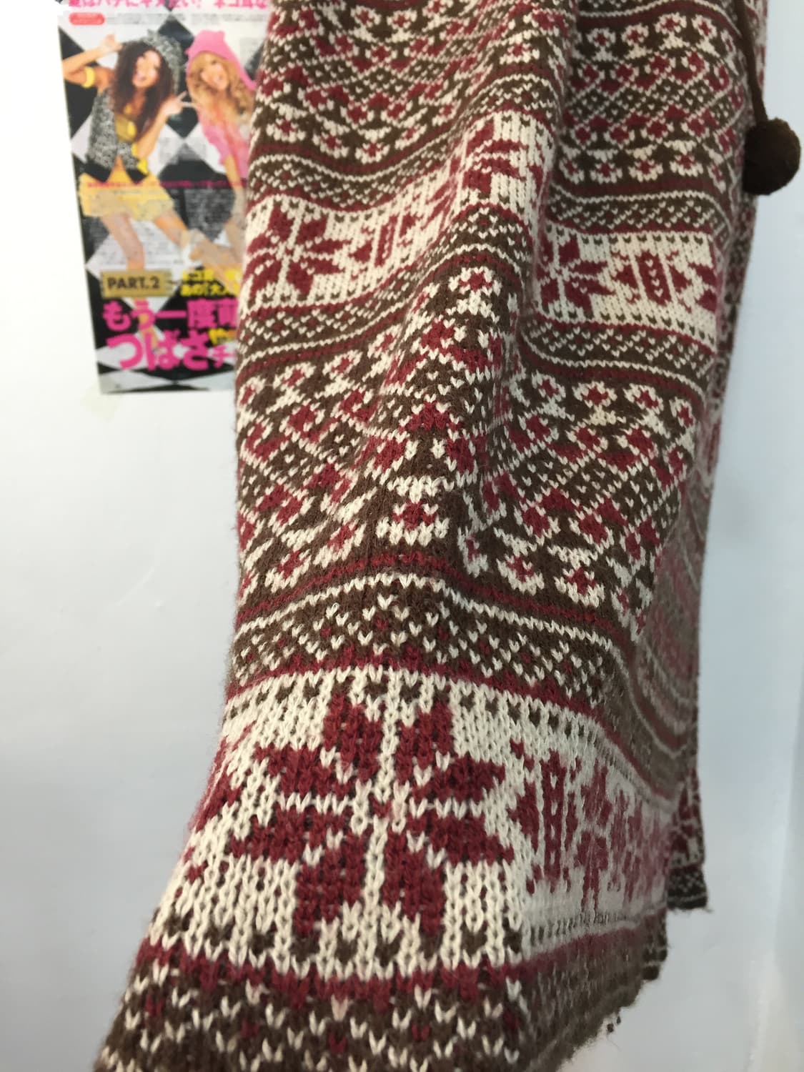 빈티지 노르딕 폼폼 니트 롱스커트 상품이미지3