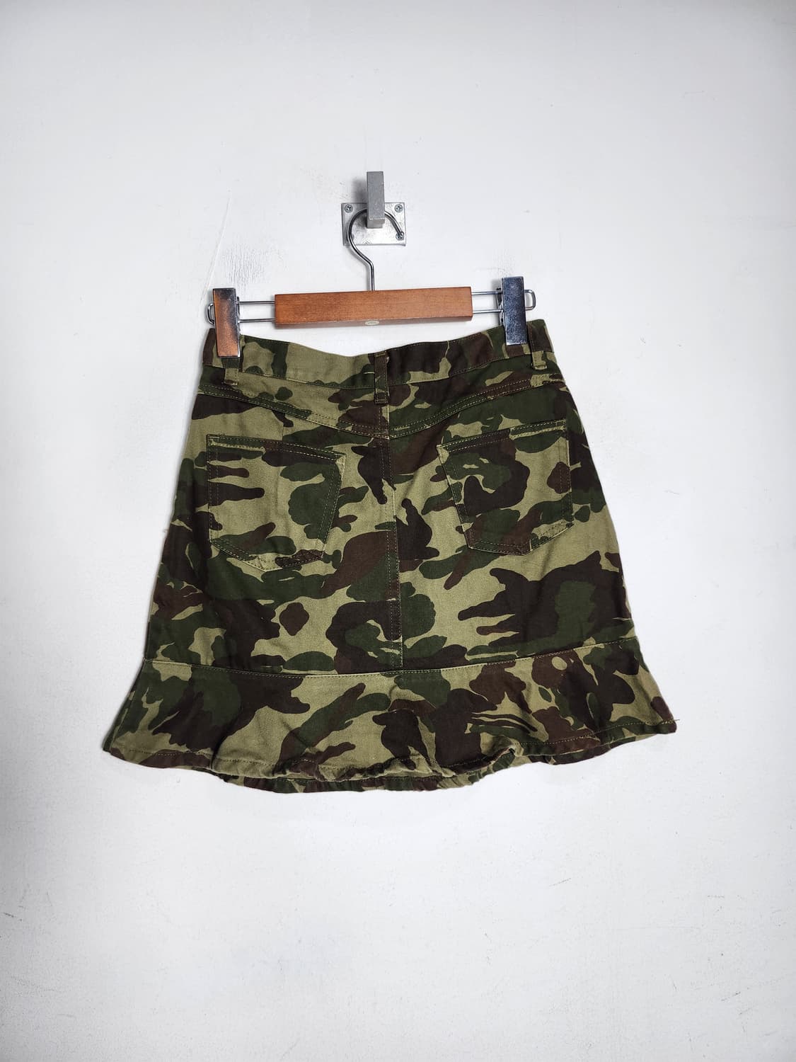 일본 빈티지 밀리터리 패턴 프릴 스커트 상품이미지3