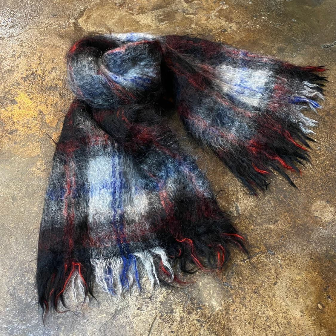 90s 꼼데가르송 7g 모헤어 체크 머플러 상품이미지2