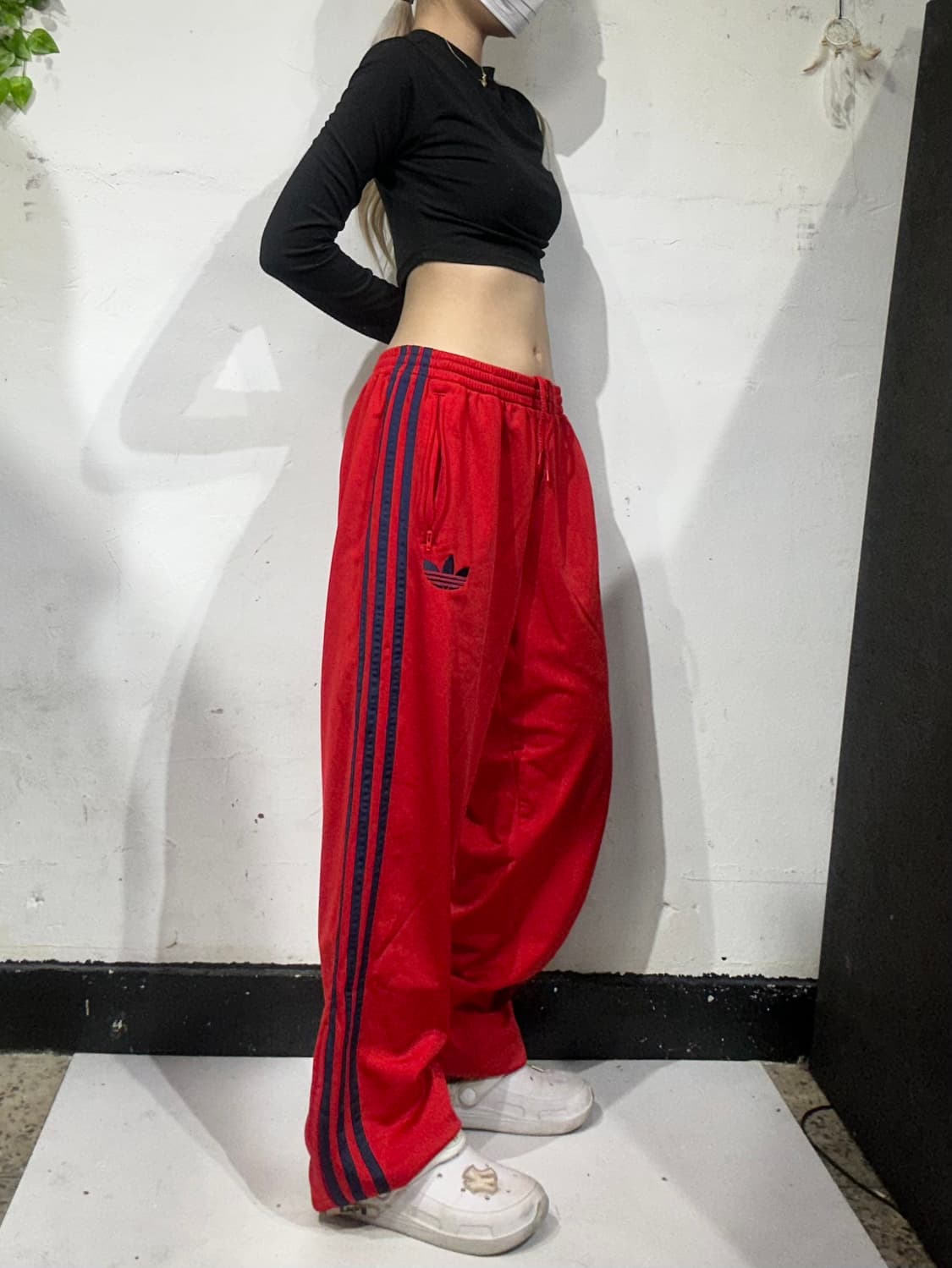 아디다스 레드 네이비 삼선 와이드 파이어버드 추리닝 바지 105 상품이미지1
