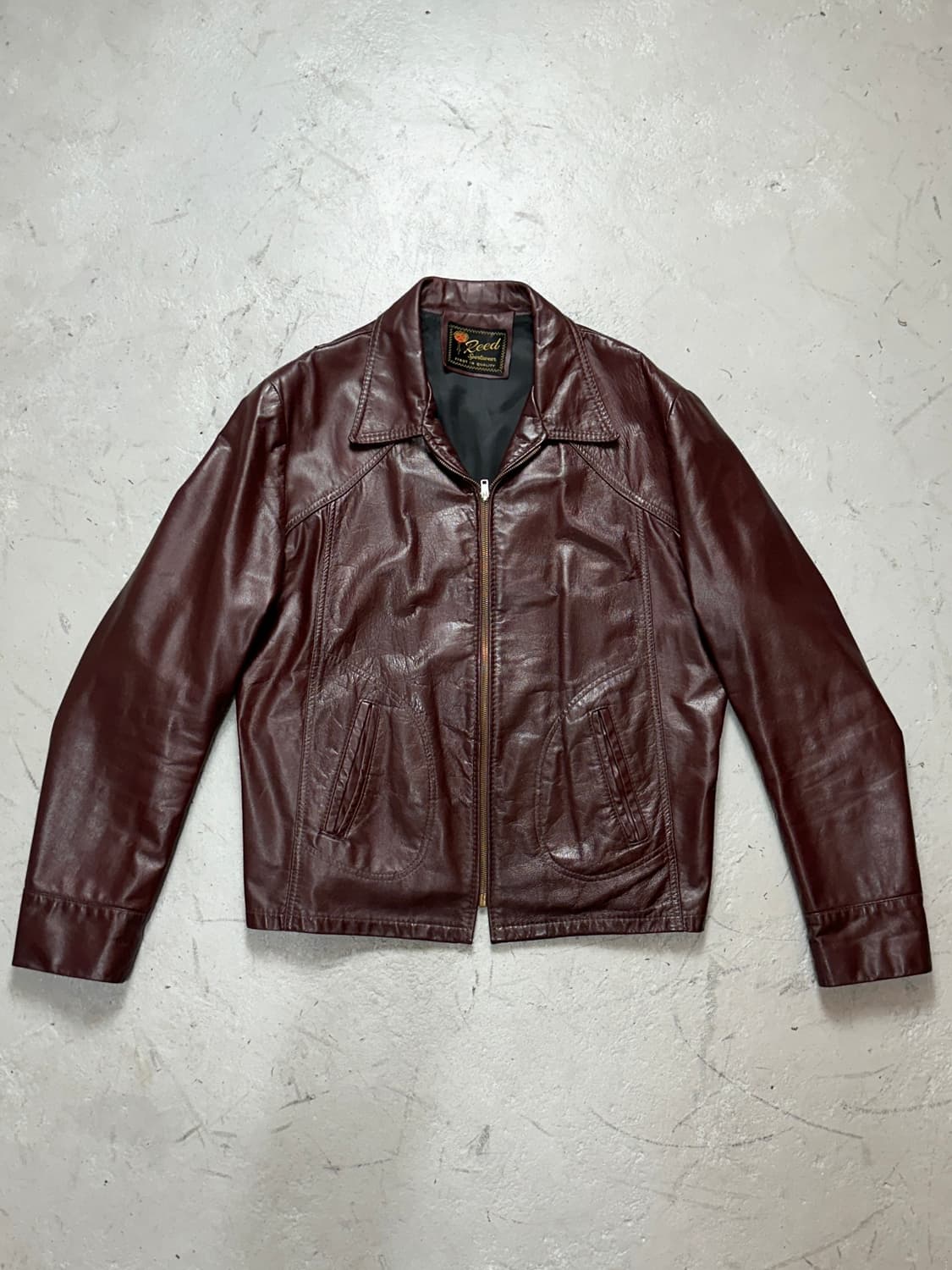 80's 빈티지 버건디 레더 자켓 파이트클럽 타일러 더든 상품이미지1