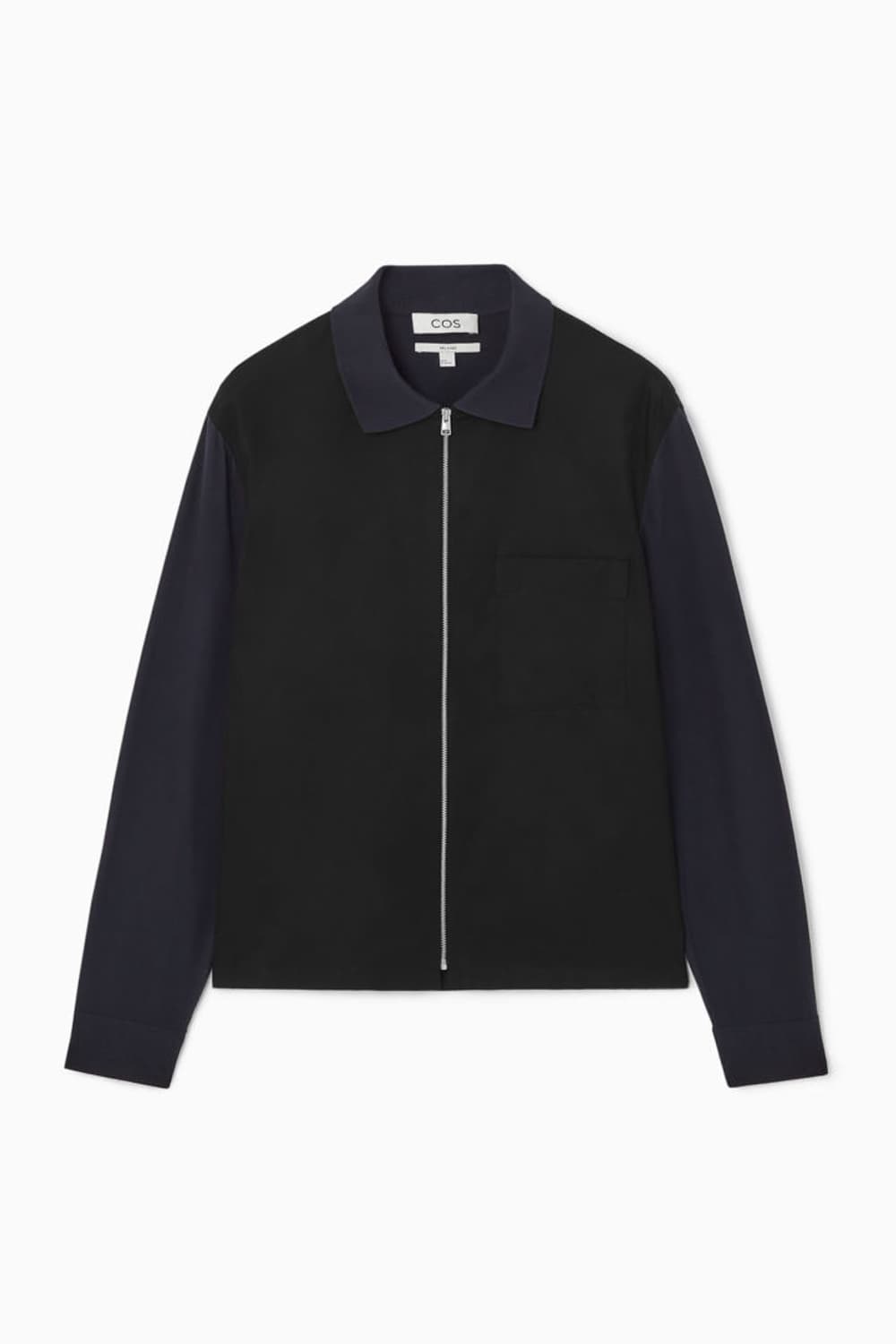 [S] 코스 패널 집업 오버셔츠 블랙 네이비 상품이미지1