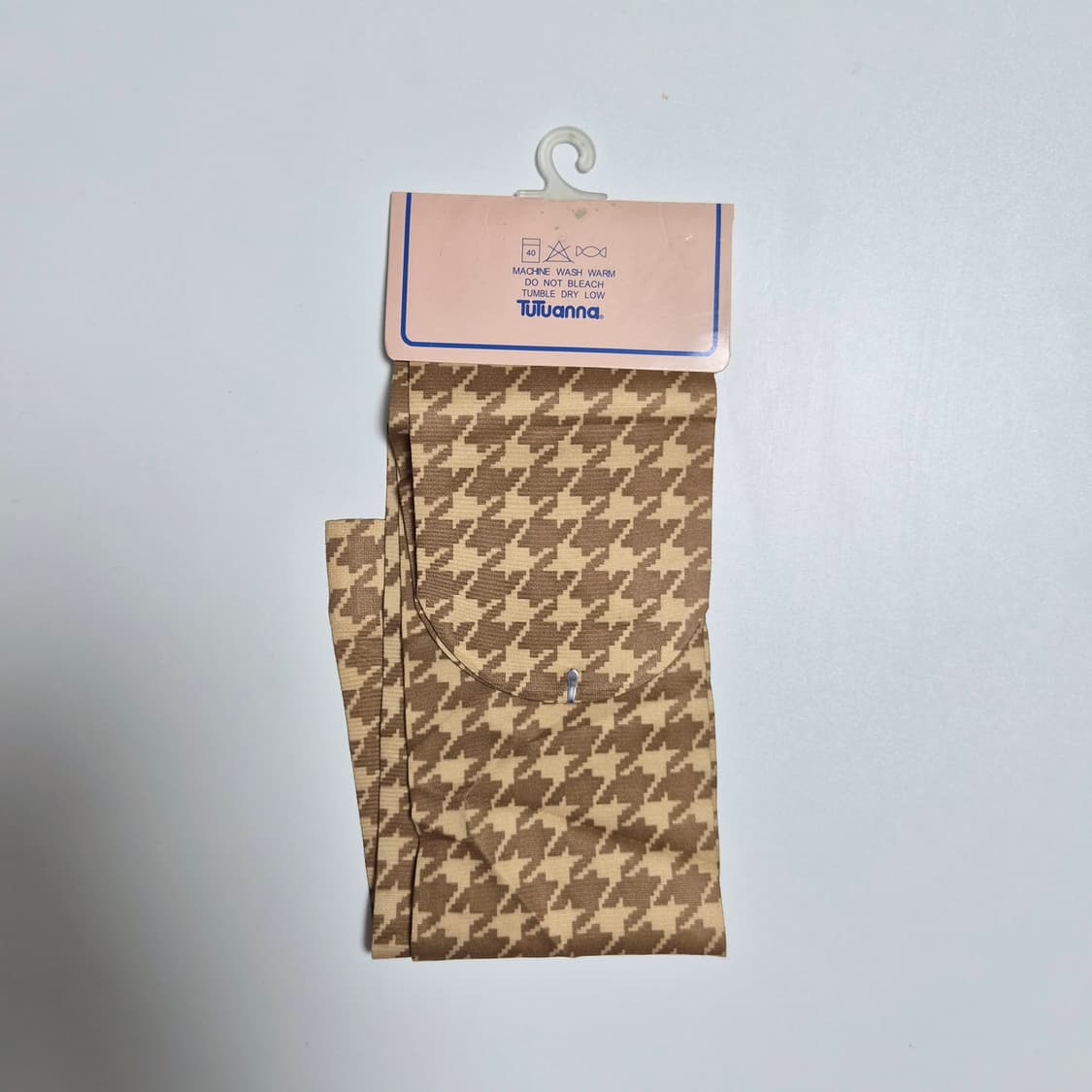 TUTUANNA 브라운베이지 하운드투스 패턴 하이삭스 스타킹 상품이미지3