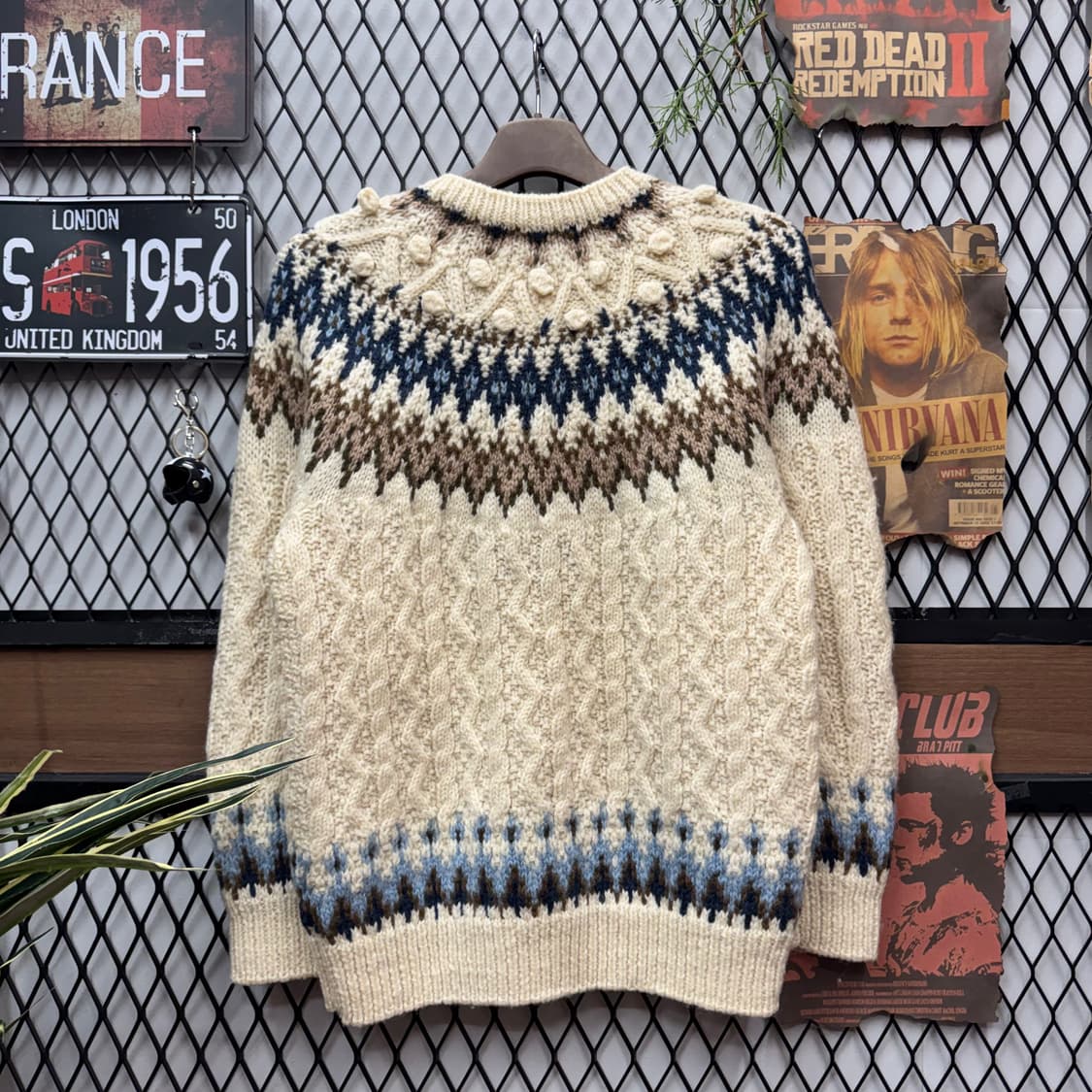 JPN VINTAGE 울 니트 노르딕 패턴 아이보리 상품이미지2