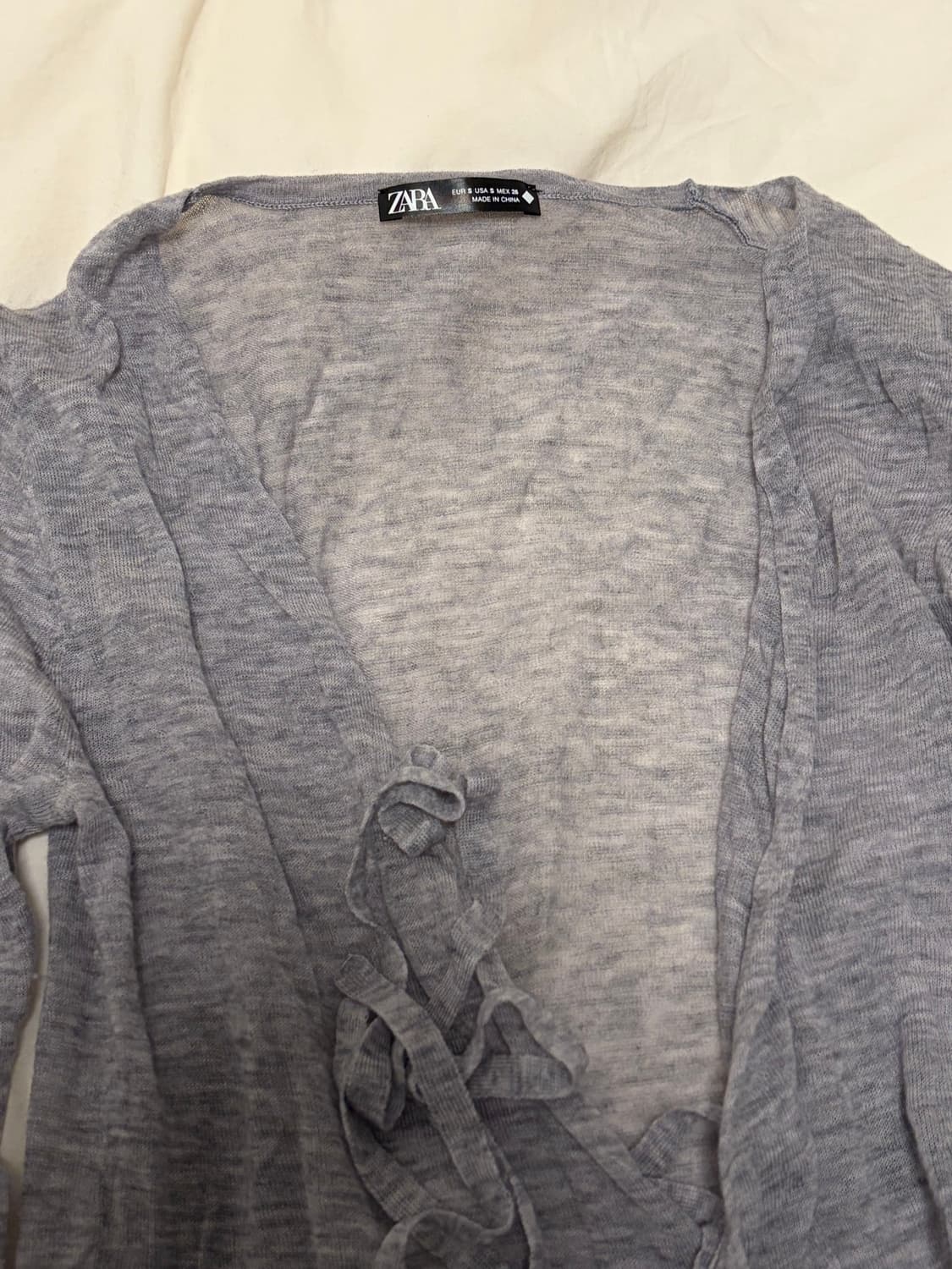 자라 리본 울 재킷 랩 가디건 그레이 s 상품이미지6