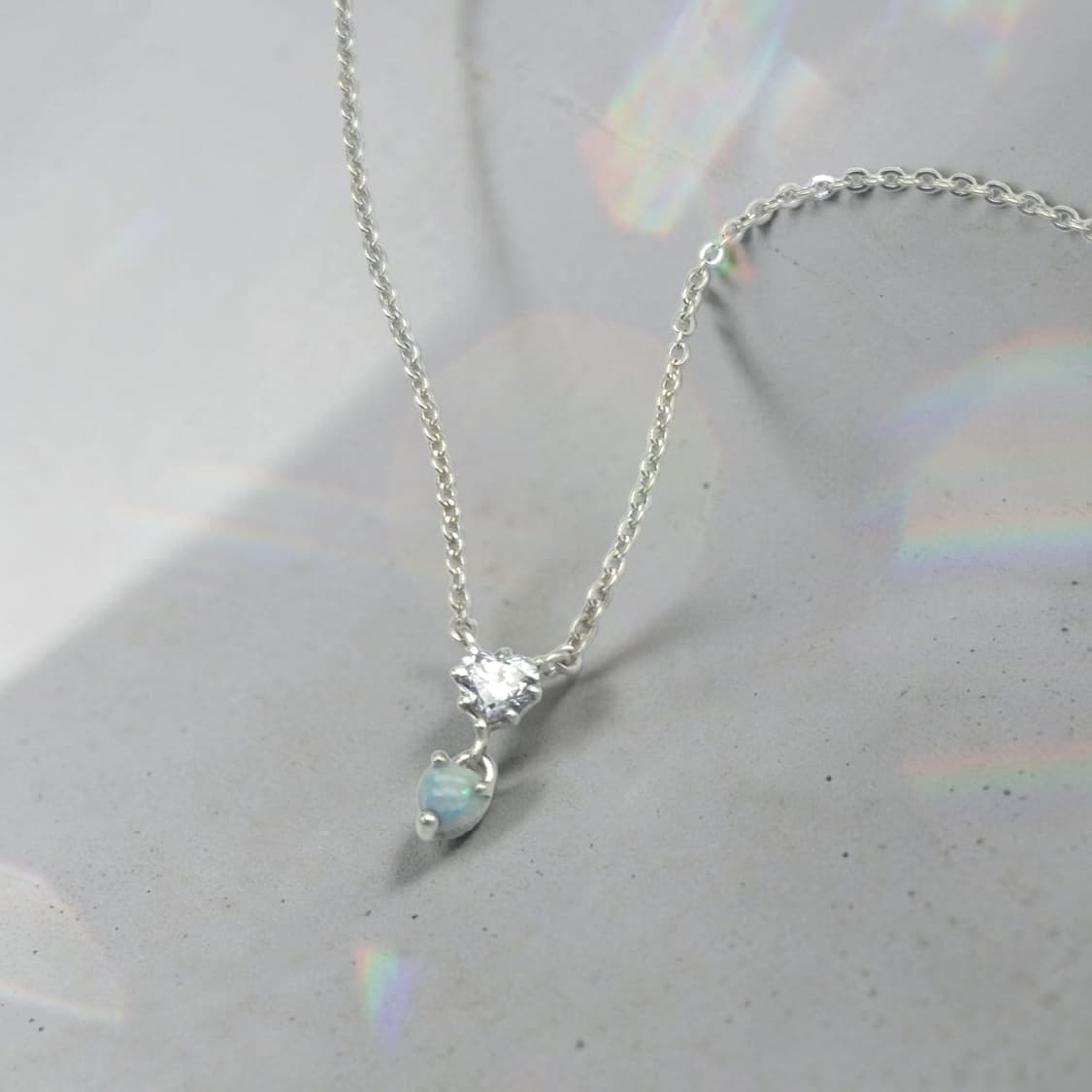 안나수이 하트 펜던트 실버 목걸이 (랩다이아 세팅) 상품이미지1
