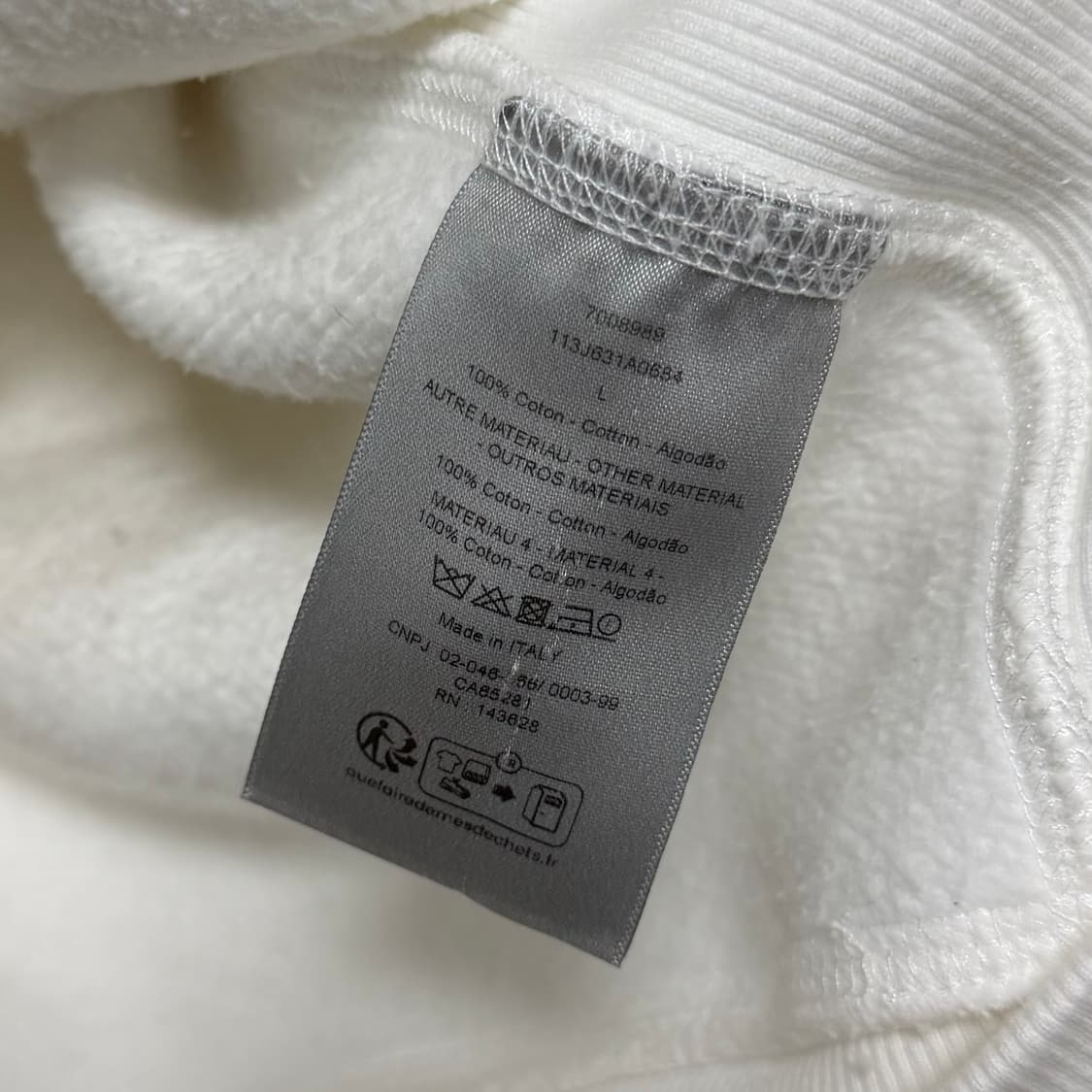 [S급/L] 디올 오블리크 코튼 테리 후드티 화이트 상품이미지7