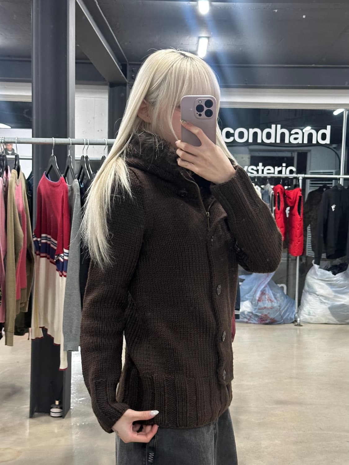 히스테릭 글래머 니트 더블 코트 퍼 가디건 상품이미지1