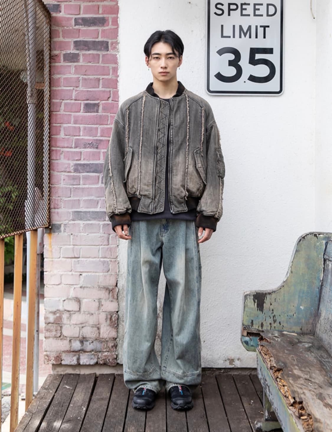 비긴202 빈티지 데님 MA-1  [Bleached Black] 상품이미지4