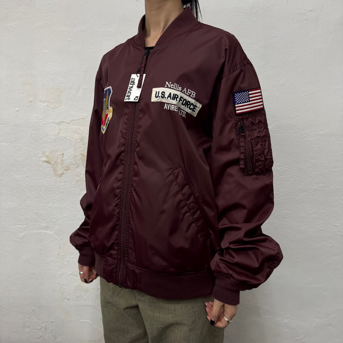 아비렉스(AVIREX) 버건디 양면 패치 썬더버드 MA-1 플라이트 자켓 상품이미지1